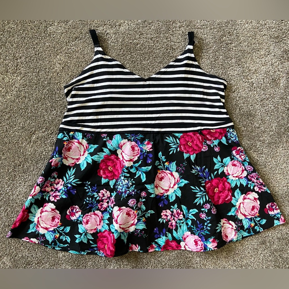 Torrid Striped and Floral Tank Top
